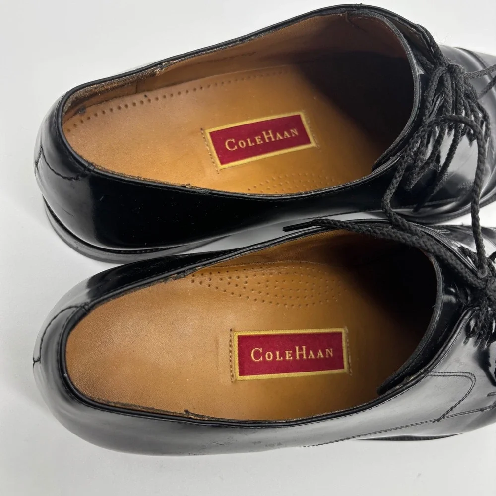 Cole Haan Mens Black Leather Cap Toe Derby Dress Shoes 13 D